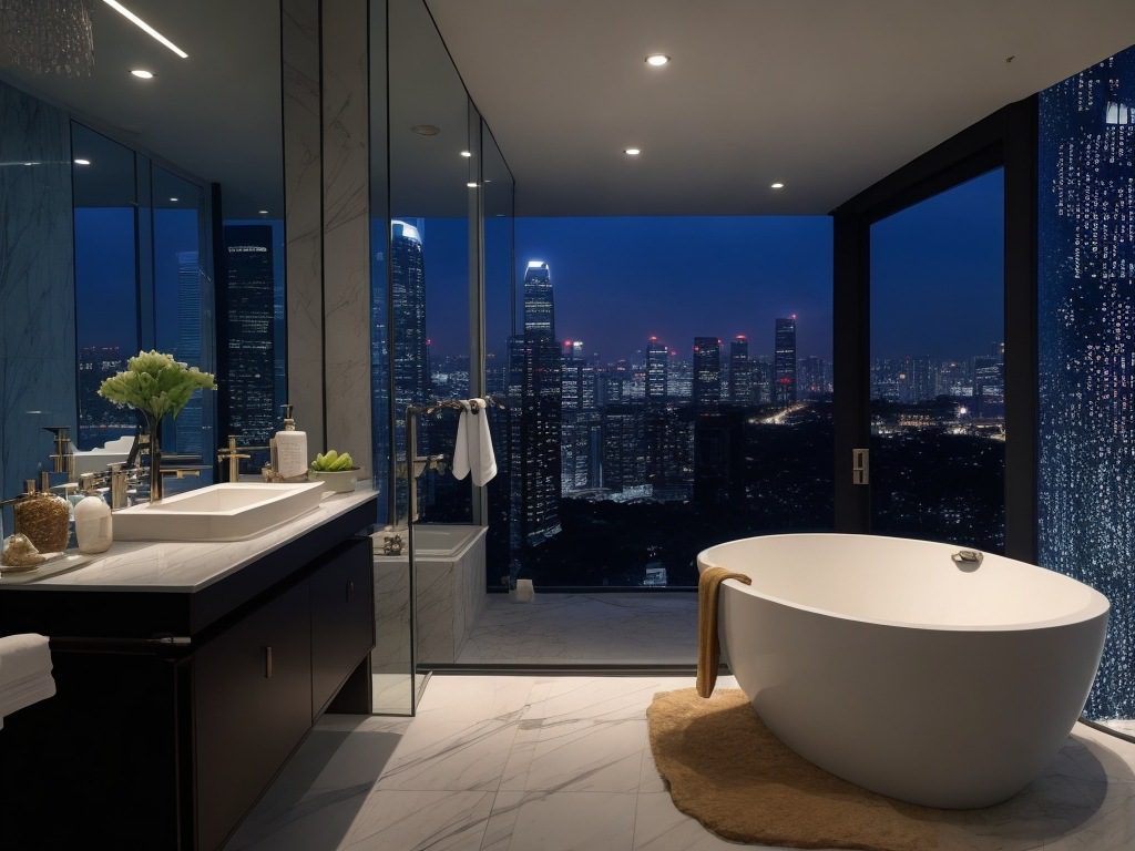 DreamShaper_v7_singapore_luxury_condo_interior_bathroom_in_the_0